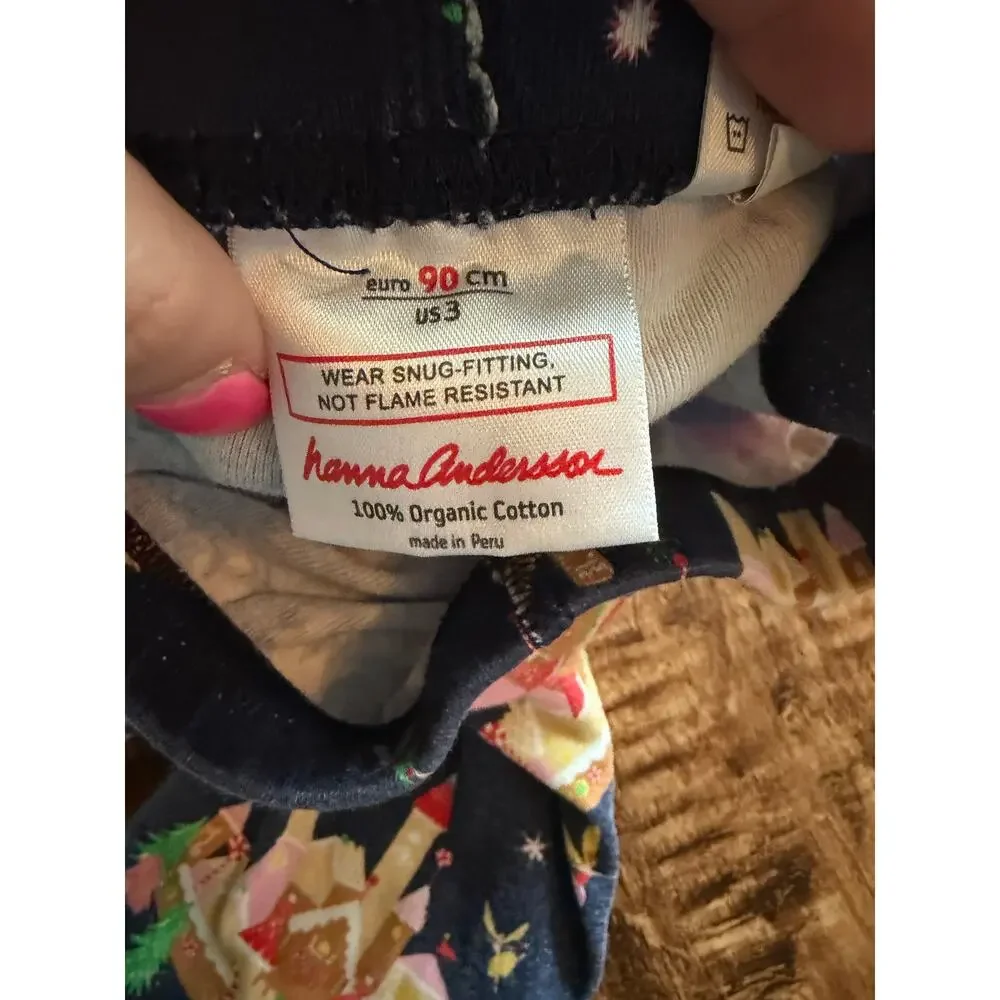 Hanna Andersson Gingerbread Castle long johns size 3